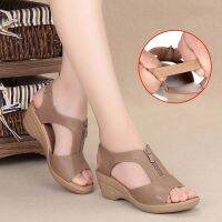 2022 Summer Shoes for Women Wedge Sandals Plus Size Zipper Casual Sandals Ladies Flat Roman Closed Toe Sandals Sandalias Mujer