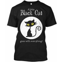 A Little Black Cat Goes With Everything - Gildan Tee T-Shirt labor day gift boyfriend gift
