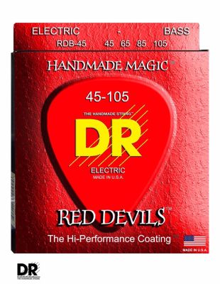 DR Strings RDB-45 Red Devils สายกีตาร์เบส 4 สาย แบบเคลือบ, Medium 45/105 ** Made in U.S.A.**