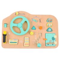 Baby Montessori Busy Board Simulation Driving Car Wooden Toy Pretend Play Steering Wheel Dashboard Gear Shift Car Toys For Boys