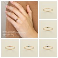 Classic Silver Gold Plated Birthstone Ring Green Blue Round Cut Created Delicate Slim Ring For Women Bride Wedding