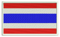 อาร์มปักลาย ตัวรีด ธงชาติไทย (Embroidered Thai Flag) ใช้เย็บหรือรีดติดลงบนเสื้อผ้า กระเป๋า หมวก เสื้อแจ็กเก็ต  ขนาด 5.5 x 8.5 cm.