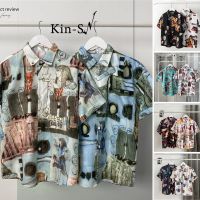 【คุณภาพสูง】( Kin18th ) เสื้อเชิ้ต พิมพ์ลาย ขนาดใหญ๋ สวมใส่สบาย