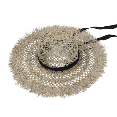 Wholesale Summer Hollow Sun Hat Cooling Flopy Straw Hats With Rope Ladies Dome Beach Hats Holiday Travel