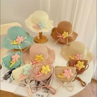 Summer Girls Straw Hat Set Handbag 2023 New Flower Sun Hat Straw Hat Panama Children 39;s Hat Baby Girl Wholesale