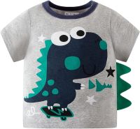 Kids Tops Boys Summer T Cotton T-Shirts Cartoon Dinosaur Graphic Girls Short Cotton Crewneck Tees 1-8 Years