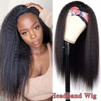 Kinky Straight Headband Wig Synthetic Hair Glueless Half Wig With Head Band zilian Yaki Headband Wigs For Black Women