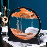 7/12inch Moving Sand Art Picture Round Glass 3D Deep Sea Sandscape In Motion Display Flowing Sand Frame Sand Painting Home Decor Decorative Accessorie