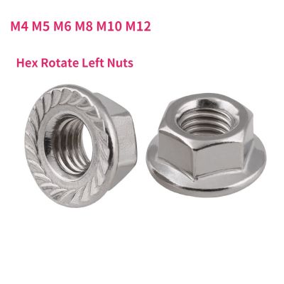 M4 M5 M6 M8 M10 M12 Reverse Thread Flange Nut A2 Stainless Steel Hex Rotate Left Nuts
