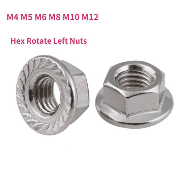 M4 M5 M6 M8 M10 M12 Reverse Thread Flange Nut A2 Stainless Steel Hex
