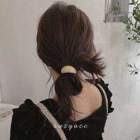 【cw】 Dongguk Door chic Womens Simple Temperamental Cold Style Acrylic Arc Black Rubber Band Headdress Hair Rope ！