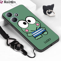 Jizetin สำหรับ Infinix Hot 30 30i Hot 30 Play (แหวนใส่นิ้ว + เชือกเส้นเล็ก) แฟชั่นยอดนิยม (Hello Kity) Keroppi โชคดีที่คิดถึงคุณอิโมติคอนแบบนิ่มสุดน่ารักเคสยางซิลิโคนกันกระแทกเคสครอบโทรศัพท์ TPU