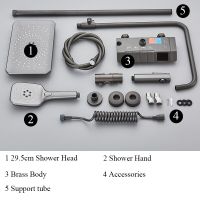 ชุดฝักบัวอาบน้ำเปียโนสีเทาฝนก๊อกน้ำฝักบัวอาบน้ำสีเทา LCD ก๊อกน้ำในห้องน้ำดิจิตอลสำหรับอาบน้ำ4วิธีก๊อกผสม (GUANG SHI HONG BAOMAO)