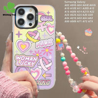 เคสสำหรับ Samsung Galaxy A02 A03S A04 A04E A22 A04S A10 A10S A11 A12 A13 A14 A20S A21S A34 A50 A50S A23 A24 A20 A30 A31 A32 A33 A72 A73 A30S A51 A52 A52S A53 A54 A71การ์ตูนรูปหัวใจการไล่ระดับสีเคสกันกระแทก TPU แข็งเคสโทรศัพท์สี + สายคล้อง