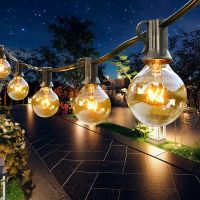 50Ft Outdoor Globe String Lights Festoon Clear Bulbs Christmas Patio Fairy Lights Street Garlands New Year Wedding Decorations