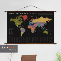 ภาพแขวนผนังแผนที่สกุลเงินโลก: ดำ World Currency Map: Black