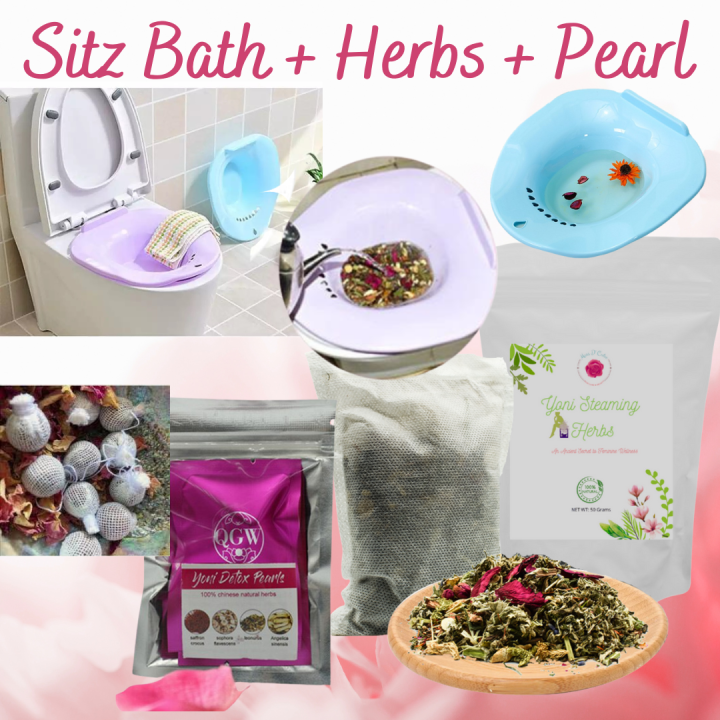 COMBO [3pcs Detox Pearl + Sitz Bath + Steaming Herbs] Reduce Menstrual