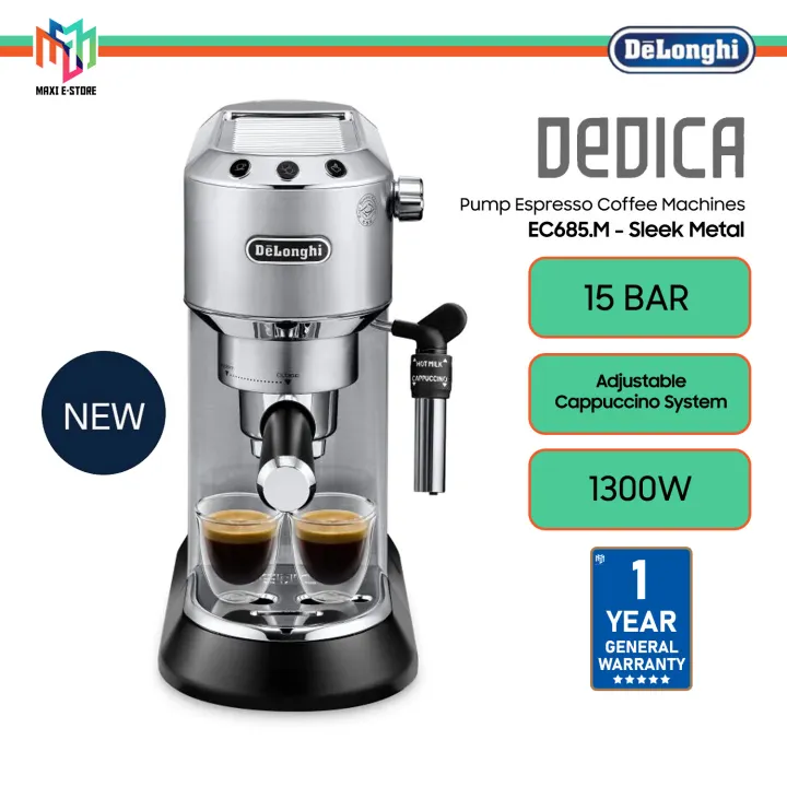 EC685.M Dedica Manual Pump Driven Coffee Machine Espresso Maker Silver