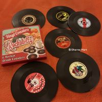 Rockabilly rock coasters mini record vinyl anti-slip 6 pieces