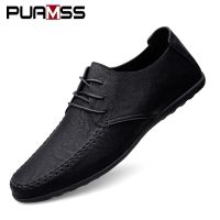 Leather Men Shoes Fashion Lace-up Formal Men Shoes Moccasins Italian Breathable Male Driving Shoes Black Plus Size 38-47