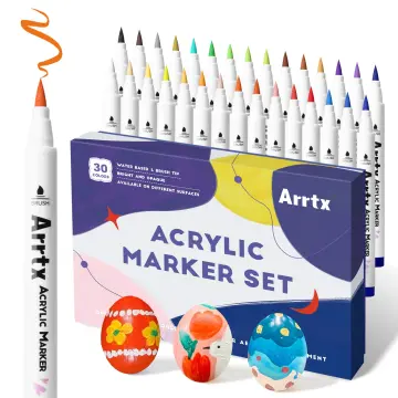 Arrtx 32 Colors Acrylic Marker, Brush Tip and Fine Tip (Dual Tip