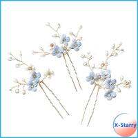 X-STARRY 3pcs/set พลอยเทียมเทียม หมุดผมดอกไม้ อุปกรณ์จัดงานแต่งงาน ไข่มุกไข่มุก หูฟังสวมศีรษะ อุปกรณ์เสริมผม รูปตัวยู คลิปหนีบผม สาวผู้หญิงเจ้าสาว