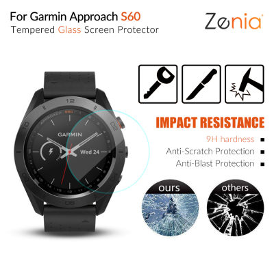 Zenia 2 ชิ้นฟิล์มป้องกันหน้าจอแบบเต็มสำหรับ Garmin Approach S60 นาฬิกา HD 9 h 2.5D นิรภัยกระจกป้องกันการระเบิดป้องกันรอยขีดข่วนฟิล์มเครื่องประดับ