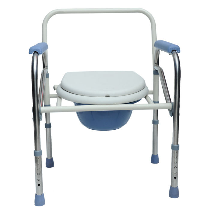 เก้าอี้นั่งถ่าย-สุขภัณฑ์เคลื่อนที่-เก้าอี้ผู้ป่วย-เก้าอี้นั่งถ่ายสำหรับผู้ป่วยอาบน้ำ-อลูมิเนียม-2-in-1-พับได้-สุขาคนป่วย-ส้วมผู้ป่วย