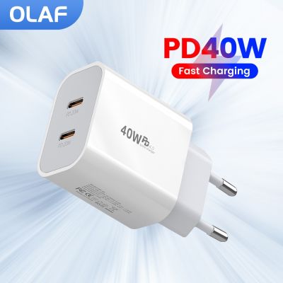 Olaf USB C Charger 40W Fast Charging Charger 2Ports Type C Mobile Phone Charger PD Power Adapter for Samsung Xiaomi iPhone QC3.0 Wall Chargers