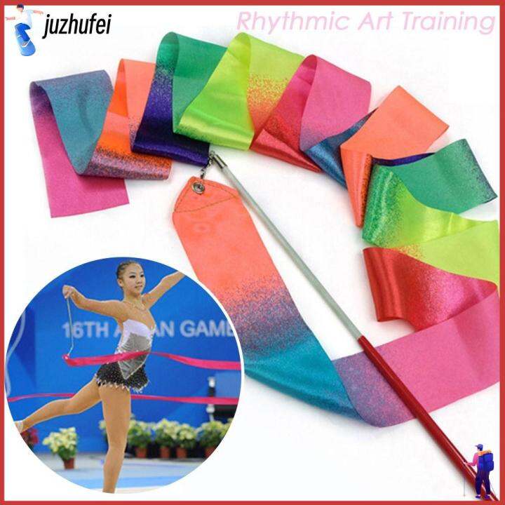 Juzhufei 2m Ballet Streamer Gymnastics Ribbon Dance Ribbon Colorful Gym Ribbons Rhythmic Art