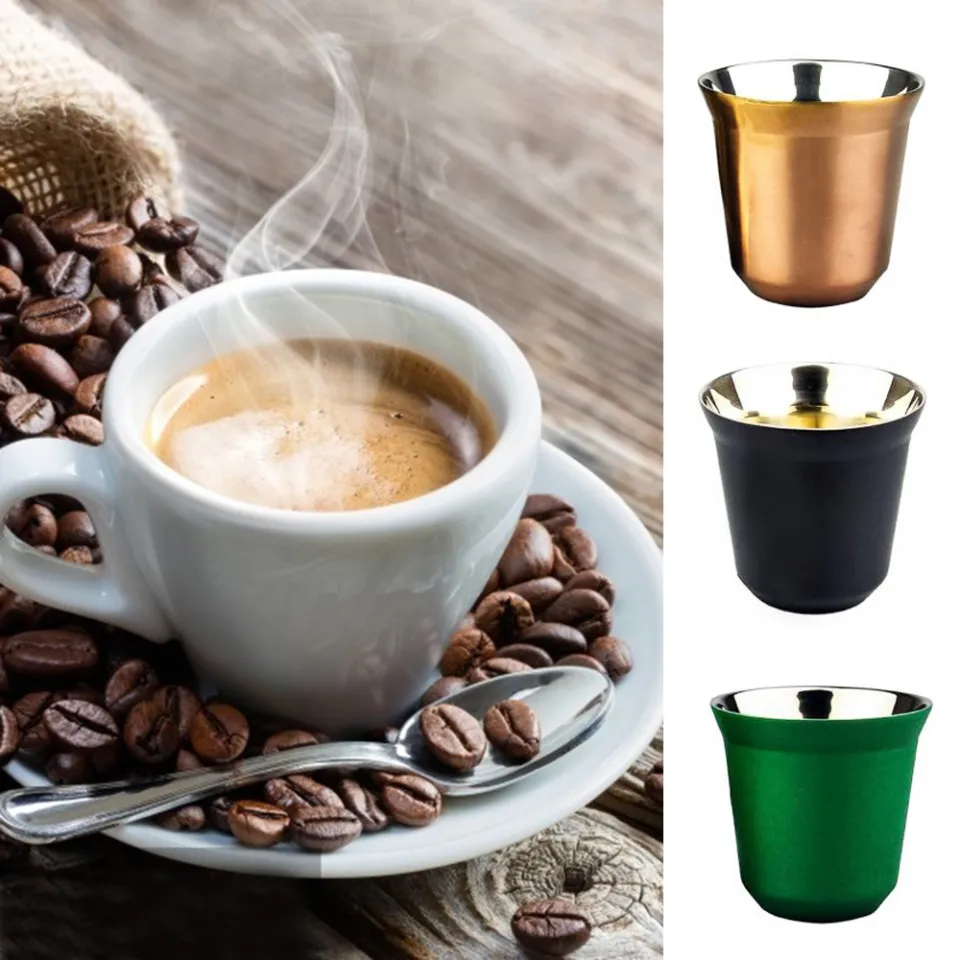 80ml Double Wall Stainless Steel Espresso Cup Insulation Nespresso Pixie  Coffee Cup Capsule Shape Cute Thermo Cup Coffee Mugs