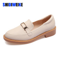 European American Fashion Womens Shoes Retro Loafer Flate Small Leather Shoes Light-mouthed Single Shoes AB102