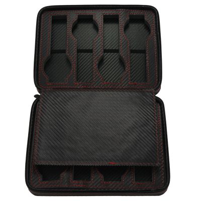 8 Slot Portable Black Carbon Fiber PU Leather Watch Zipper Storage Bag Travel Jewlery Watch Box Bag Personalized Luxury Gift