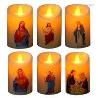 GOO Jesus Christ Candles Lamp LED Tealight Romantic Pillar Light Creative Flameless