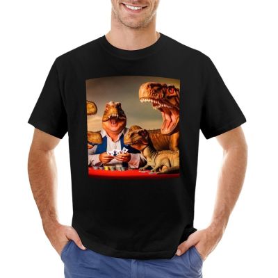 Dinosaurs Playing Poker T-Shirt New Edition T Shirt Short Sleeve Mens Cotton T Shirts