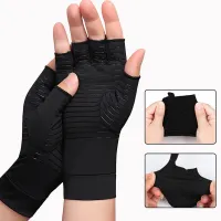 ▬✤❍ Compression Arthritis Gloves Women Men Joint Pain Relief Half Finger Brace Therapy Wrist Support Anti-slip Therapy Gloves