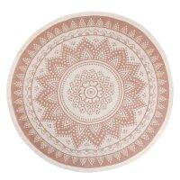 Nordic Cotton and Linen Outdoor Rug Ethnic Style Round Carpet Door Mats Rug Footsteps Bedroom Non-Slip Mats