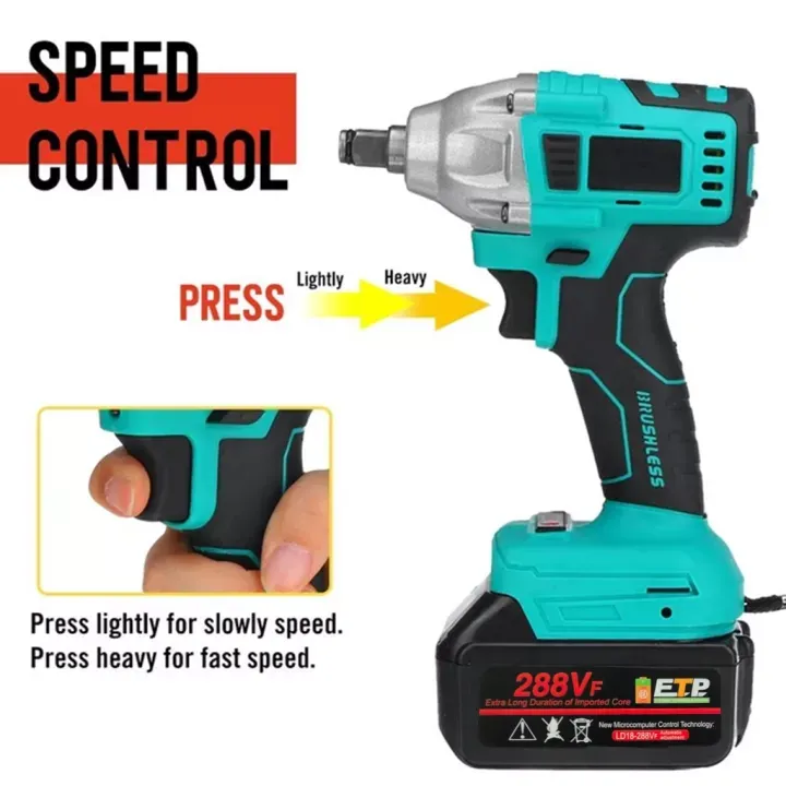 288VF Brushless Charging cordless Electric Impact Wrench 1/2 Lithium ...