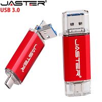 JASTER U Disk 3 IN 1 OTG (Android USB Type C) USB 3.0 Flash Drive Metal Custom Pen Drive 64GB 32GB 16GB 8GB 4GB Wedding Gifts