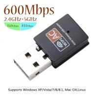 อะแดปเตอร์ WiFi USB ไร้สาย600Mbps 2.4GHz 5GHz เสาอากาศ WiFi Dual Band 802.11b /N/g/ac ตัวรับสัญญาณการ์ดเครือข่ายคอมพิวเตอร์