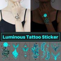 Fish Butterfly Luminous Tattoo Sticker Temporary Waterproof Face Arm Body Art Large Fake Tattoos Women Festival Makeup Products