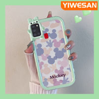 Chenyyyka เคสปลอกสำหรับ Samsung A21s การ์ตูนน่ารักสีม่วงชมพูมิกกี้เมาส์สีสันสดใสขอบเคสโทรศัพท์โปร่งใสเลนส์กล้องถ่ายรูปมอนสเตอร์ตัวเล็กเคสกันกระแทกกันกระแทก