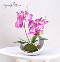 3branch artificial orchid flower potted plants silk phalaenopsis foam leaf plastic vase fake flower garden home decor bonsai