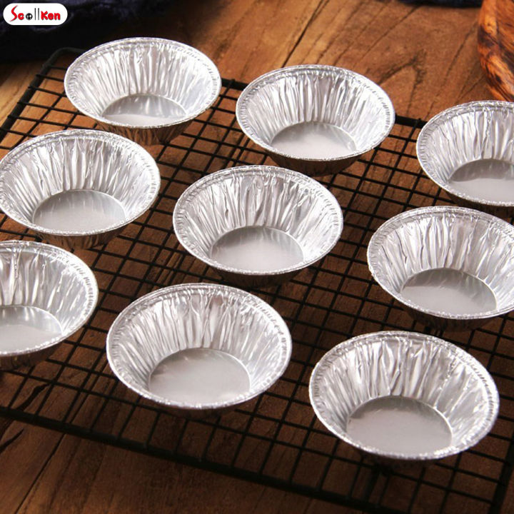 scottk-เค้กกระทะทาร์ตฟอยล์ใช้แล้วทิ้ง100ชิ้นเครื่องมือทำขนมอบอุปกรณ์อบเค้กผลไม้แบบ-diy