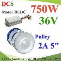 มอเตอร์บลัสเลส DC 36V 750W พร้อมกล่องคอนโทรล BLDC Motor ติดตั้งมู่เล่ย์ 5 นิ้ว 2 ร่อง A รุ่น BLDC-750W-36V-Pulley