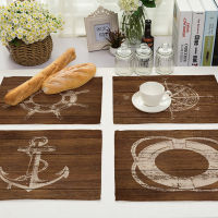 45*32 ซม.Nautical Anchor ตกแต่งห้องครัว Boho Placemat Coaster ผ้าฝ้ายผ้าลินิน Place MAT Pad จานถ้วยกาแฟอาหารค่ำตารางผ้า...-mu xuan trade