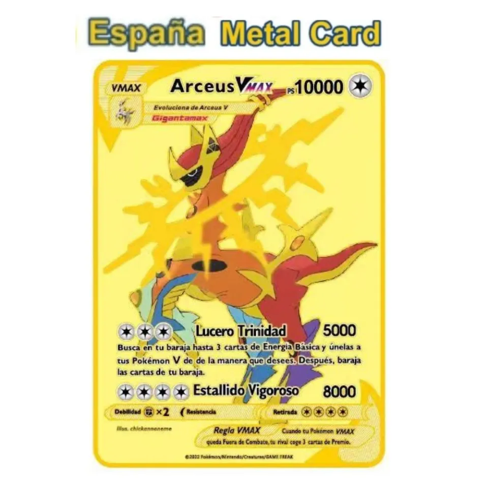 Spanish Pokémon Cards Metal Pokemon Letters Spanish Pokemon Iron Cards  Mewtwo Pikachu Gx Charizard Vmax Cartas Pokémon Vmax - AliExpress