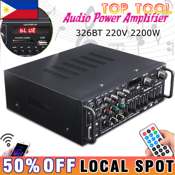Sunbuck 220V 2000W 326BT Home Stereo Audio Amplifier Bluetooth 2CH EQ