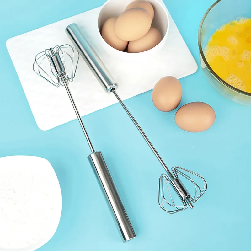 12 inch Stainless Steel Semi-Automatic Whisk Handhold Push-Type Egg Beater for Home Kitchen Stainless Steel Eggbeater