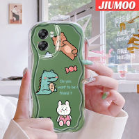 เคส JIUMOO สำหรับ OPPO A57 2022 A77 2022 A77S A77E A57s เคสรูปกระต่ายหนังจระเข้เคสเนื้อครีมนิ่มกันกระแทกเคสโทรศัพท์โปร่งใส TPU ซิลิกาแบบใสเจลป้องกันการตกหล่นเลนส์กล้องถ่ายรูปฝาครอบป้องกัน